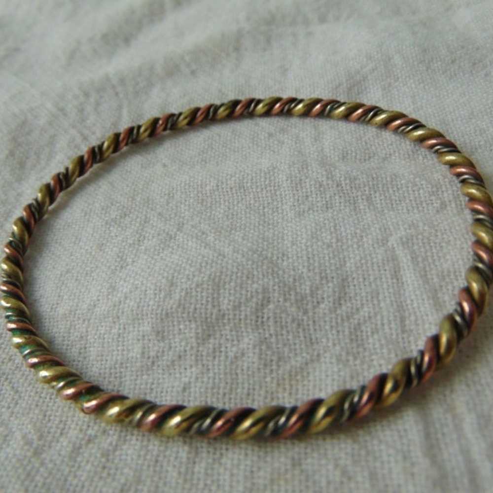 Bracelet brass copper silver twisted braid bangle… - image 3