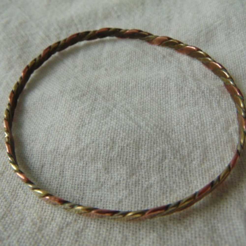 Bracelet brass copper silver twisted braid bangle… - image 4
