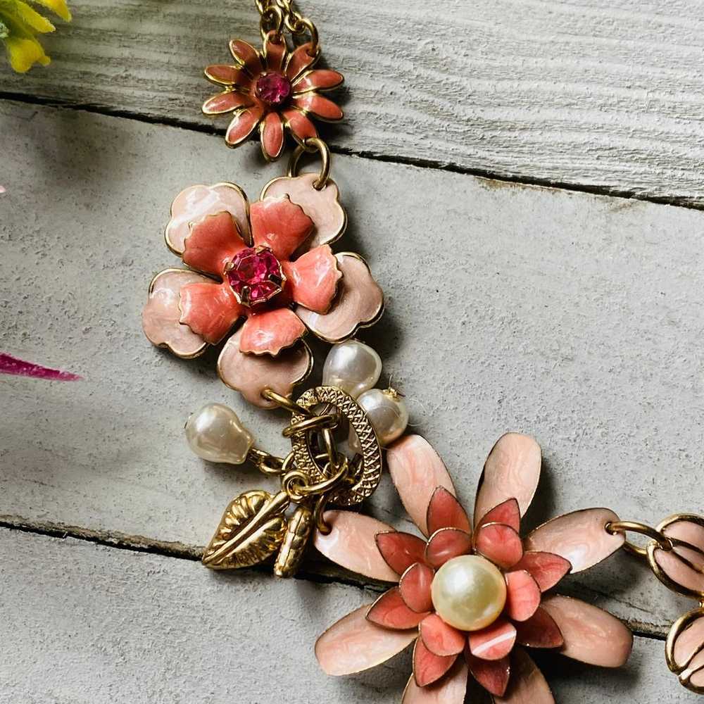 Vintage Floral Statement Necklace With Pearl And … - image 4