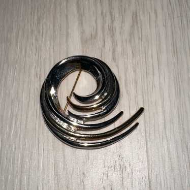 Vintage Swirl Wave SILVER/gold Tone Classy Brooch… - image 1