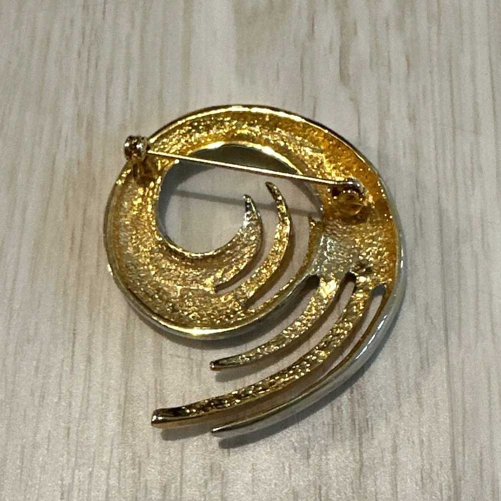 Vintage Swirl Wave SILVER/gold Tone Classy Brooch… - image 2
