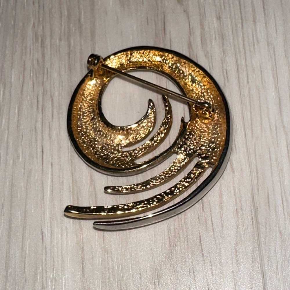 Vintage Swirl Wave SILVER/gold Tone Classy Brooch… - image 6