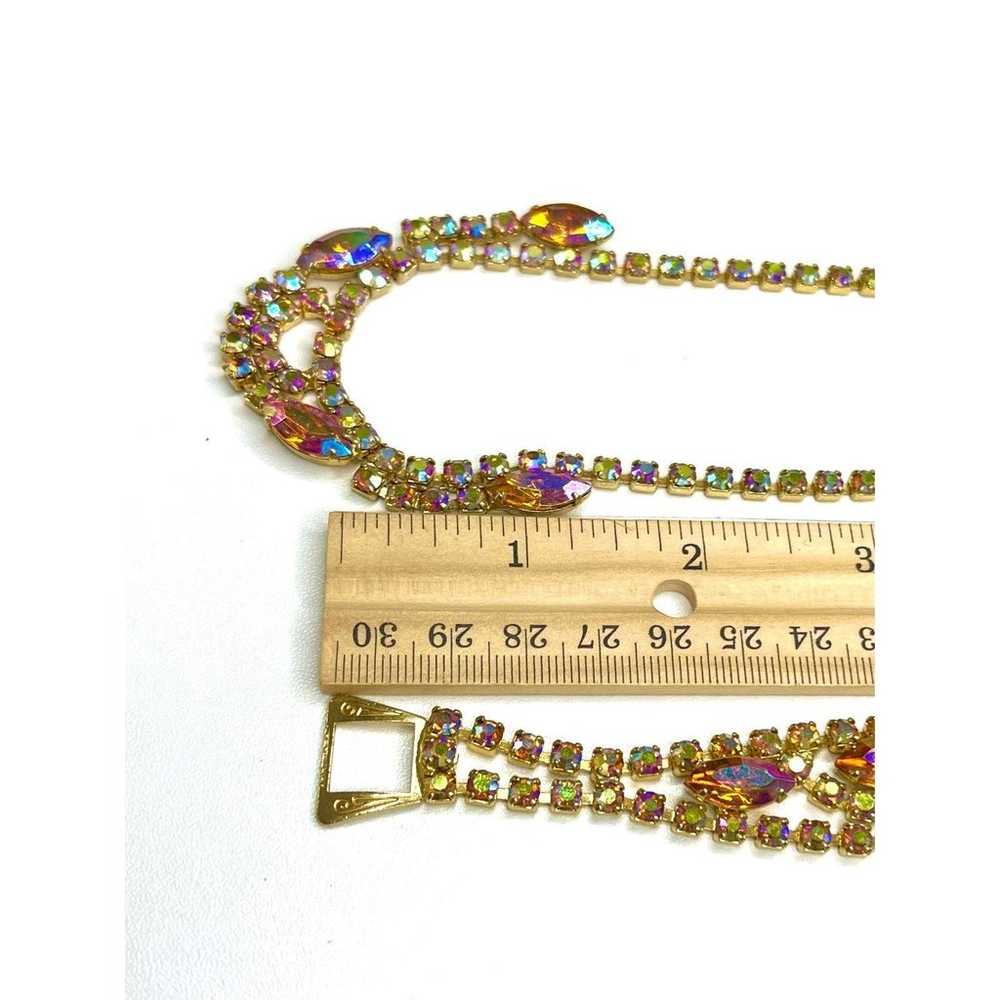 Vintage Necklace Bracelet Set Amber AB Rhinestone… - image 6
