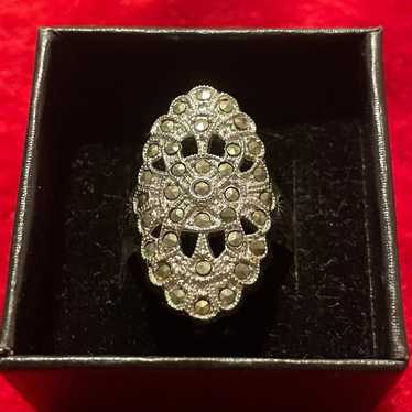 Clark & Coombs vintage silver Marcasite ring