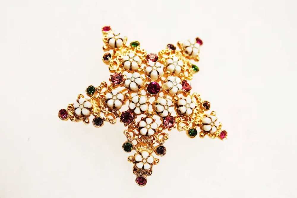 HEAVENLY "FLORENZA" signed STAR Pin Brooch - Red,… - image 2