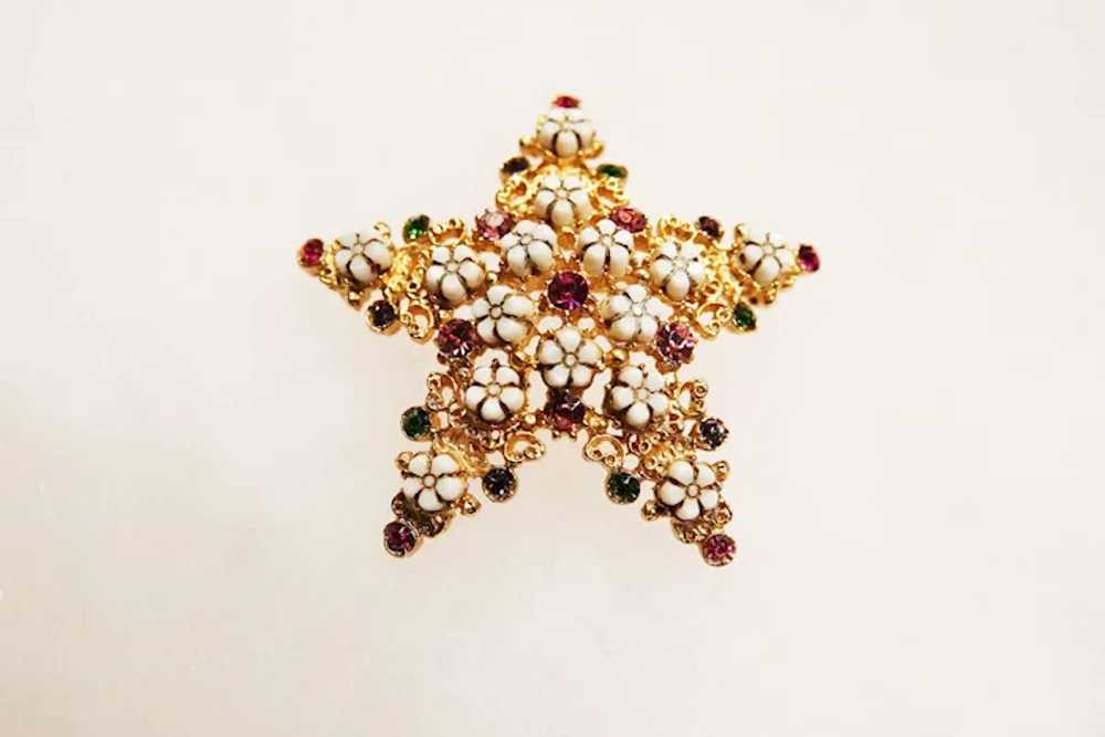 HEAVENLY "FLORENZA" signed STAR Pin Brooch - Red,… - image 4