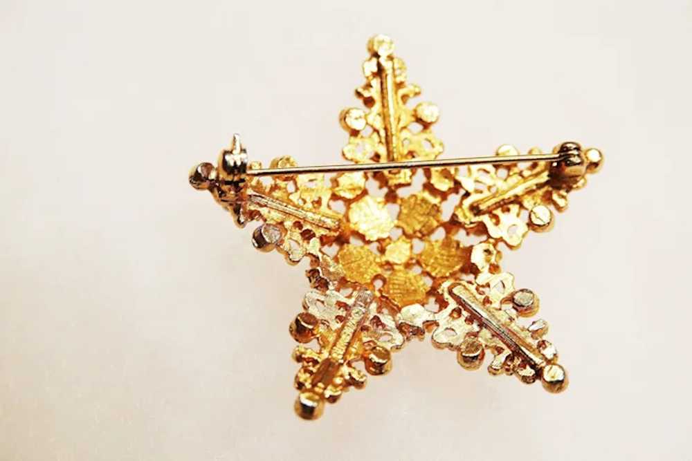 HEAVENLY "FLORENZA" signed STAR Pin Brooch - Red,… - image 5