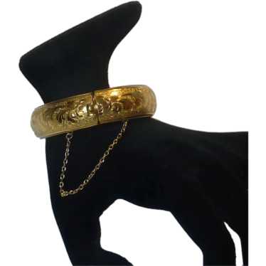 Gold Filled 1950’s Bangle Bracelet with Chain