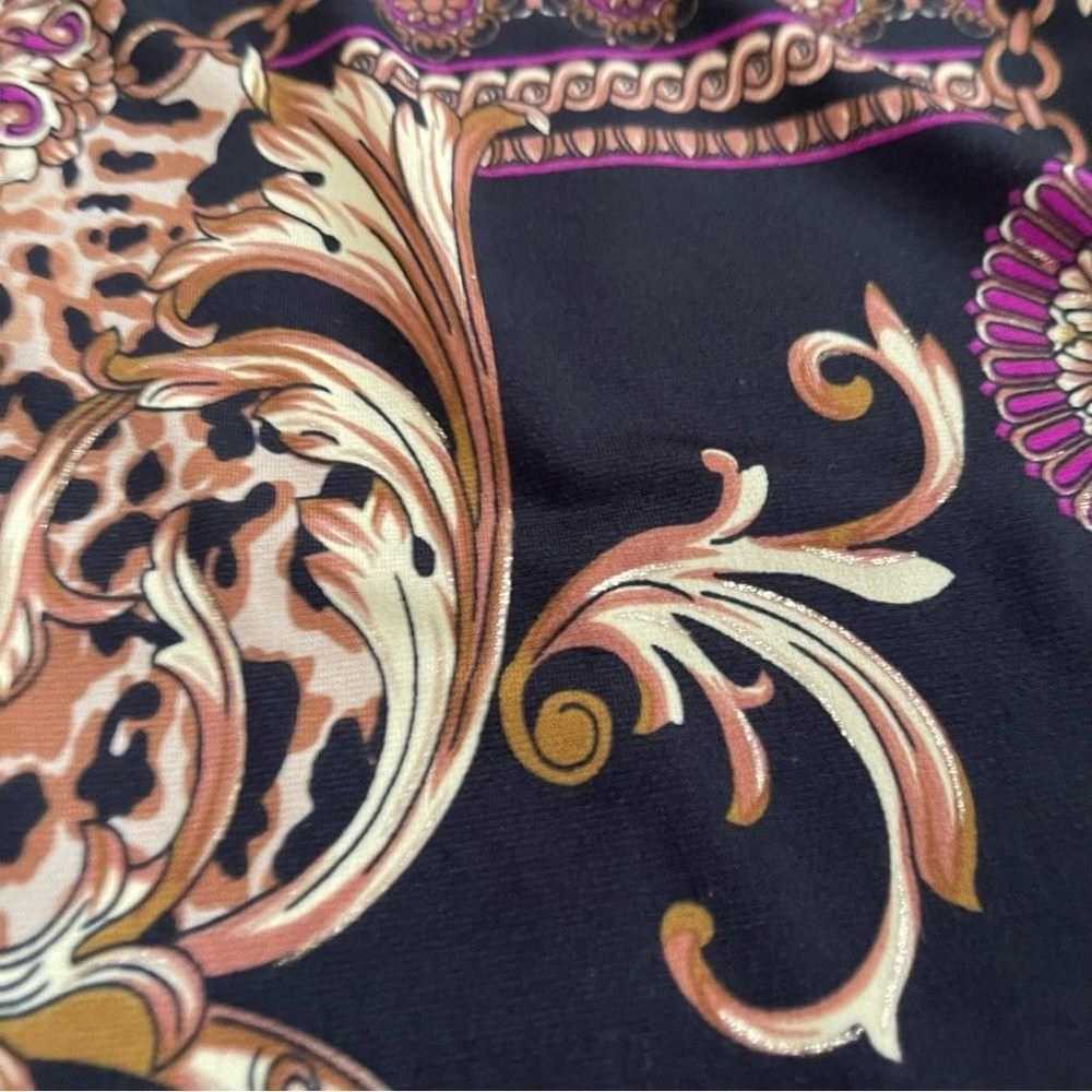 CACHE Sheath Dress Black Gold Medallions Leopard … - image 11