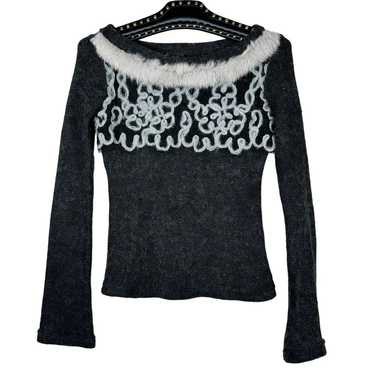 LM Lulu Paris Mohair Blend Embellished Sweater 2 - image 1