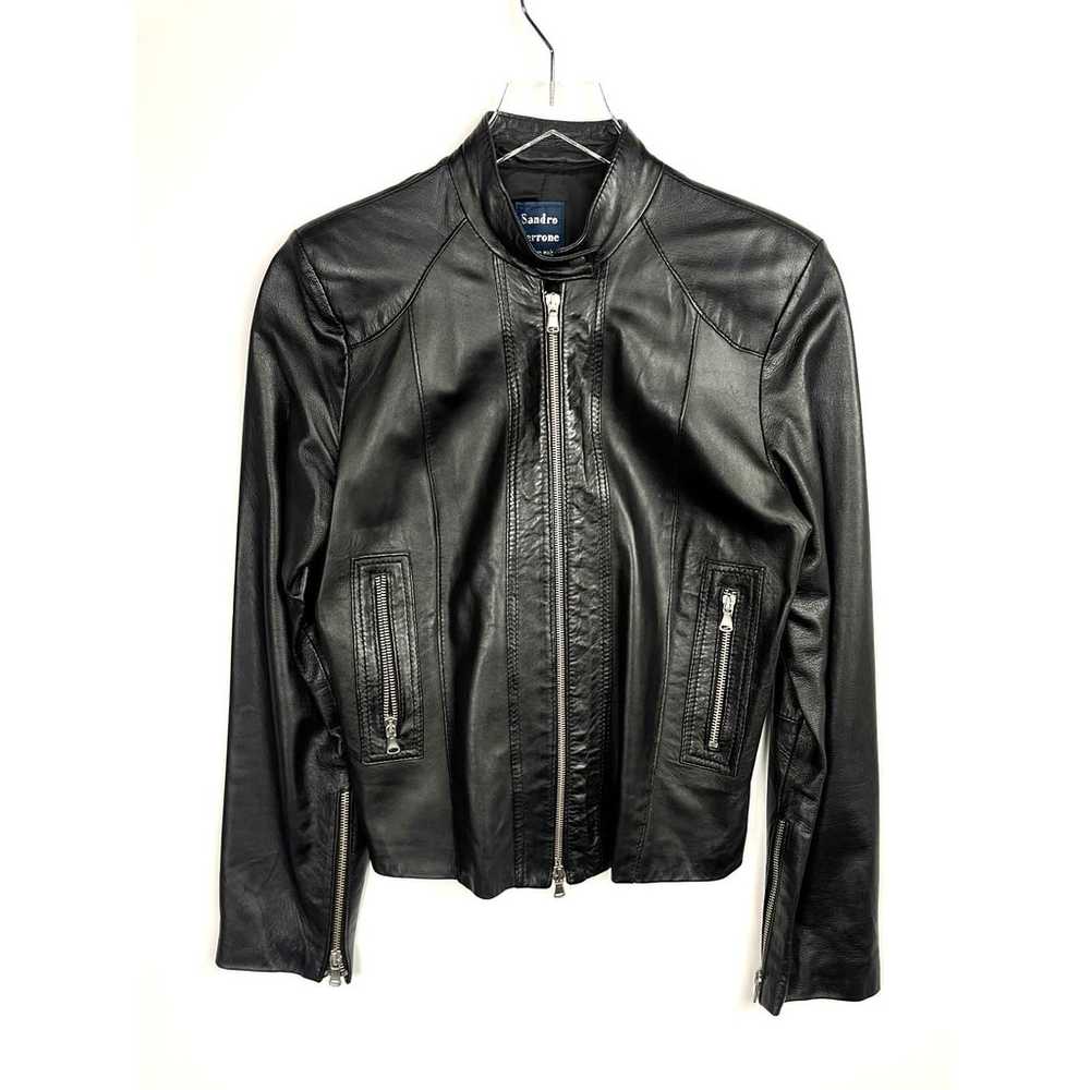 Vintage Y2K Sandro Ferrone Leather Moto Jacket Wo… - image 1