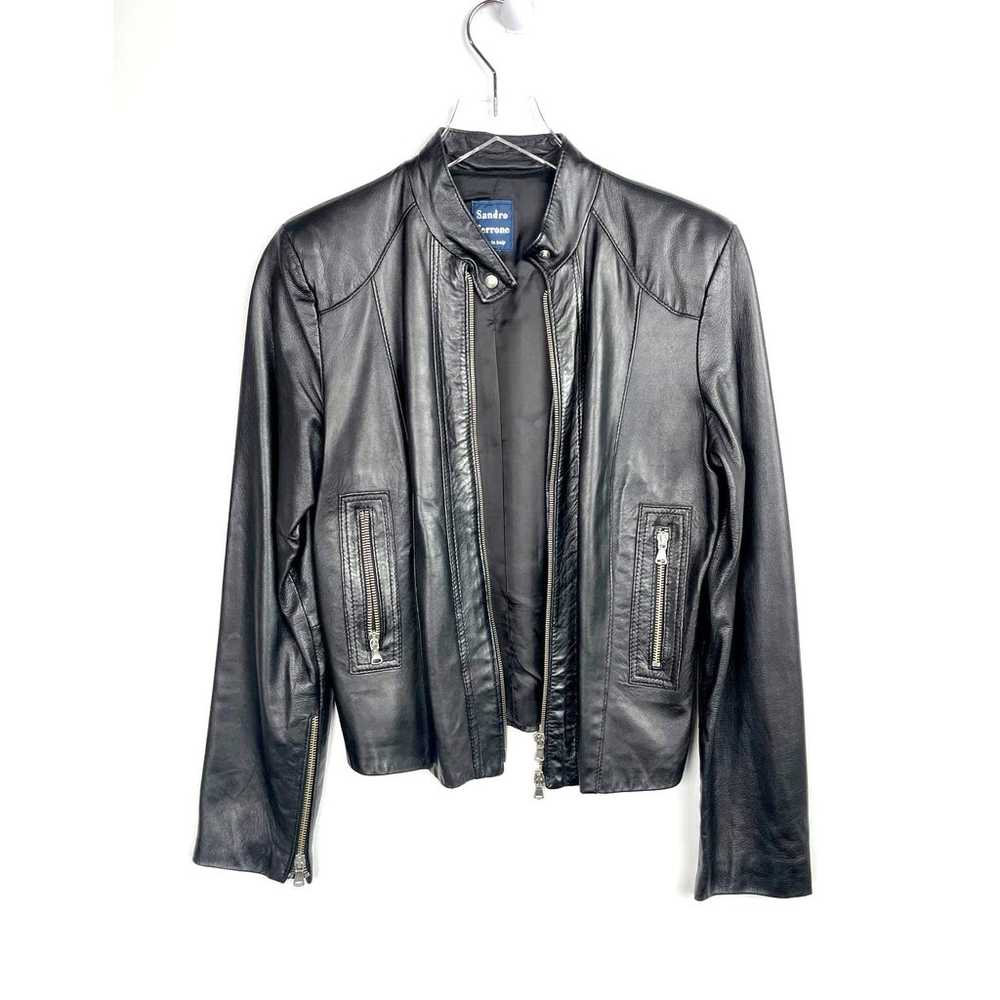 Vintage Y2K Sandro Ferrone Leather Moto Jacket Wo… - image 2