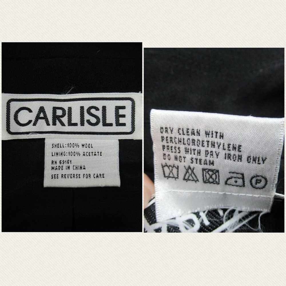 CARLISLE Black Wool Button Front Mandarin Collar … - image 12