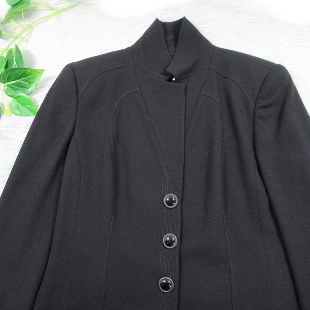 CARLISLE Black Wool Button Front Mandarin Collar … - image 2