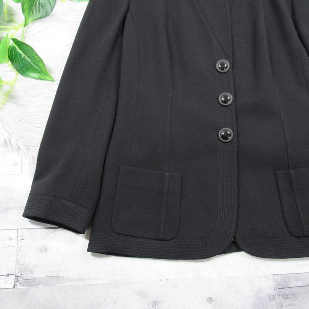 CARLISLE Black Wool Button Front Mandarin Collar … - image 3