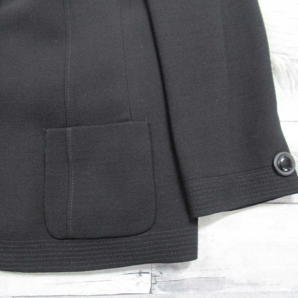 CARLISLE Black Wool Button Front Mandarin Collar … - image 4