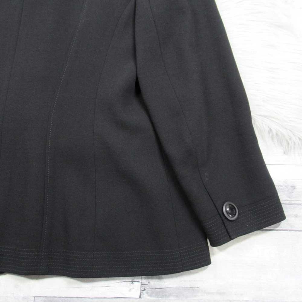 CARLISLE Black Wool Button Front Mandarin Collar … - image 6