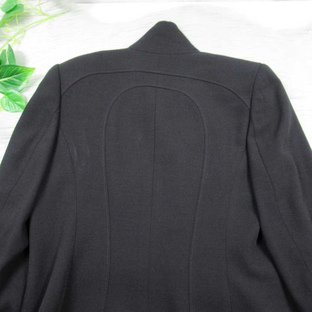 CARLISLE Black Wool Button Front Mandarin Collar … - image 7