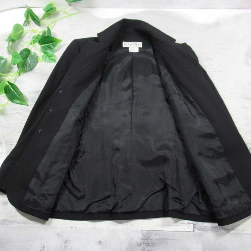 CARLISLE Black Wool Button Front Mandarin Collar … - image 8