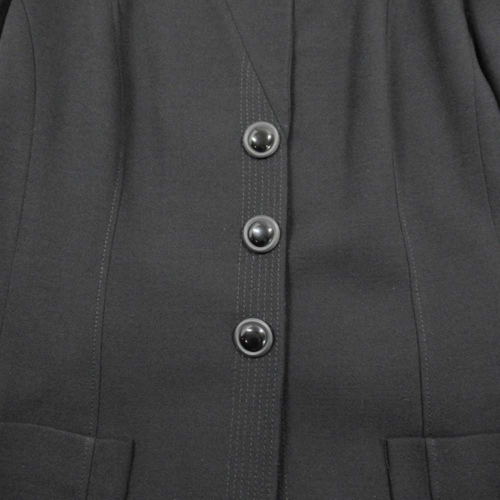 CARLISLE Black Wool Button Front Mandarin Collar … - image 9