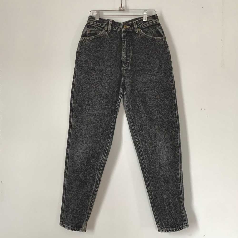 90s stonewashed charcoal black LLBean jeans - image 2