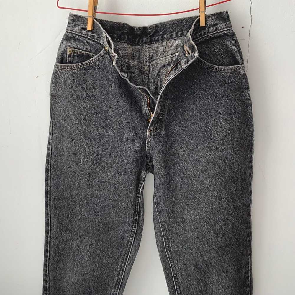90s stonewashed charcoal black LLBean jeans - image 5