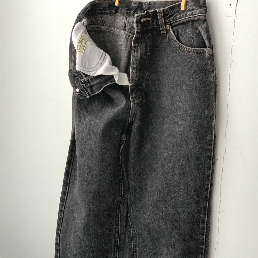 90s stonewashed charcoal black LLBean jeans - image 7