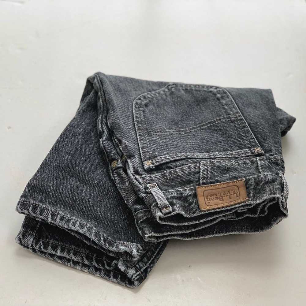 90s stonewashed charcoal black LLBean jeans - image 8