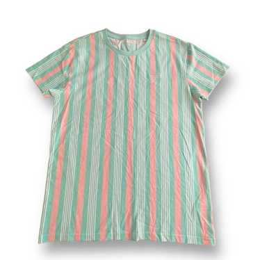 Guess Green/Coral Vertical Stripe T-Shirt Men's S… - image 1