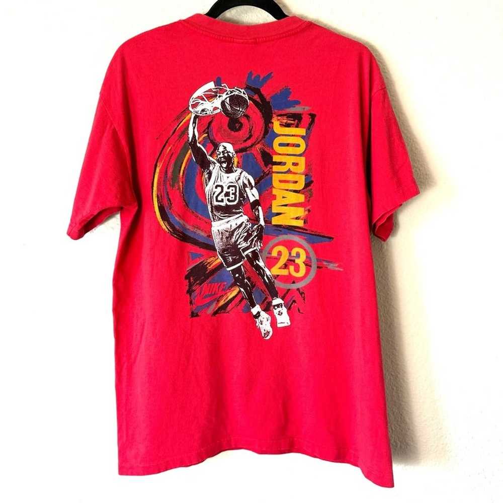 90s Vtg Nike Air Jordan Dunk Mens NBA Red T-Shirt… - image 1