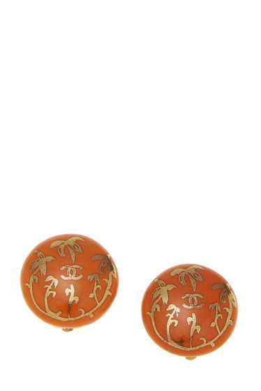 Orange Acrylic Button Earrings