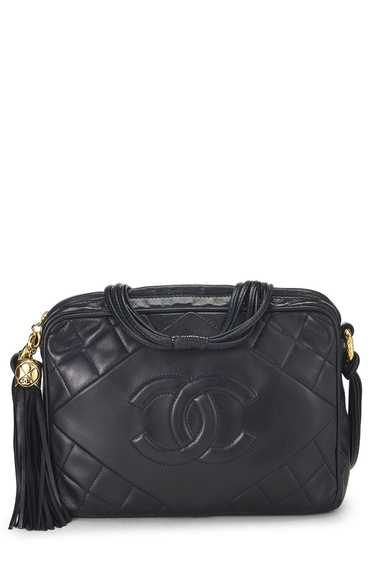 Navy Lambskin Diamond 'CC' Camera Bag Medium