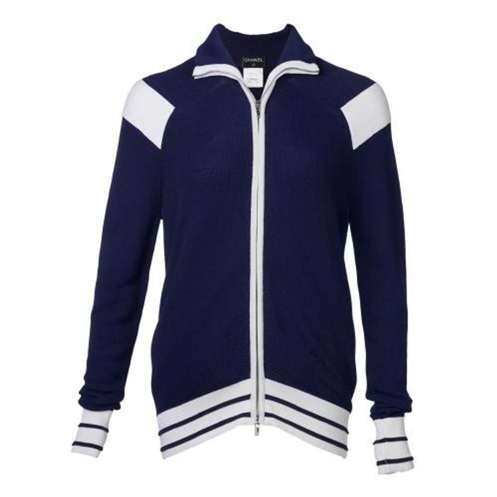 Product Details Chanel Navy & White zip Front hig… - image 1