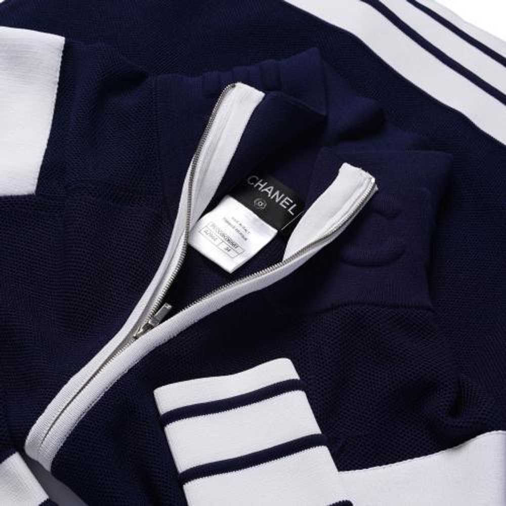 Product Details Chanel Navy & White zip Front hig… - image 5