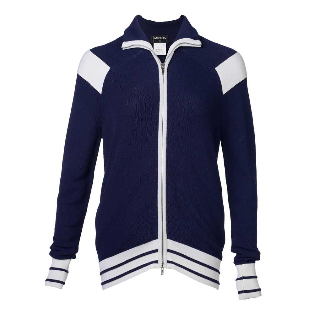 Product Details Chanel Navy & White zip Front hig… - image 7