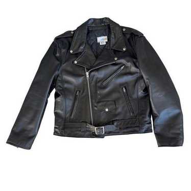 Starwest Inc Vintage Grunge Moto Black Leather Ja… - image 1