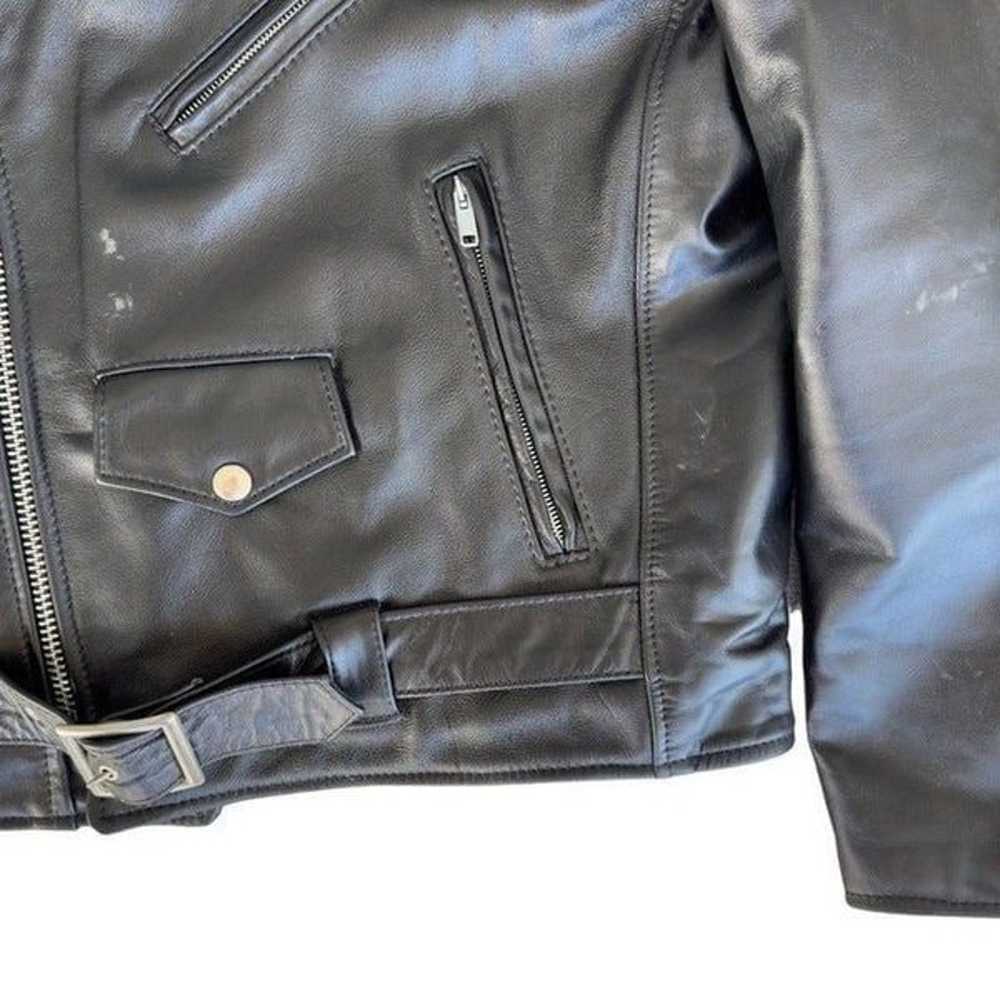 Starwest Inc Vintage Grunge Moto Black Leather Ja… - image 8