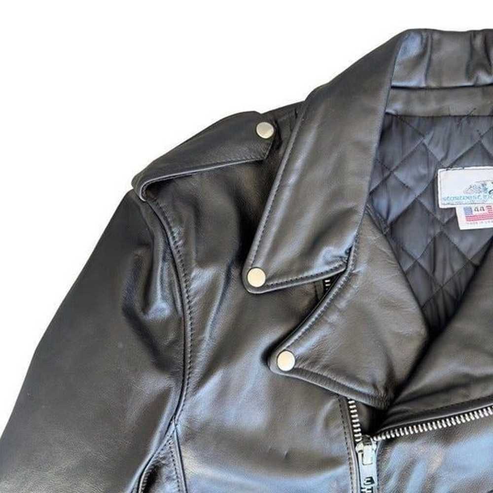 Starwest Inc Vintage Grunge Moto Black Leather Ja… - image 9