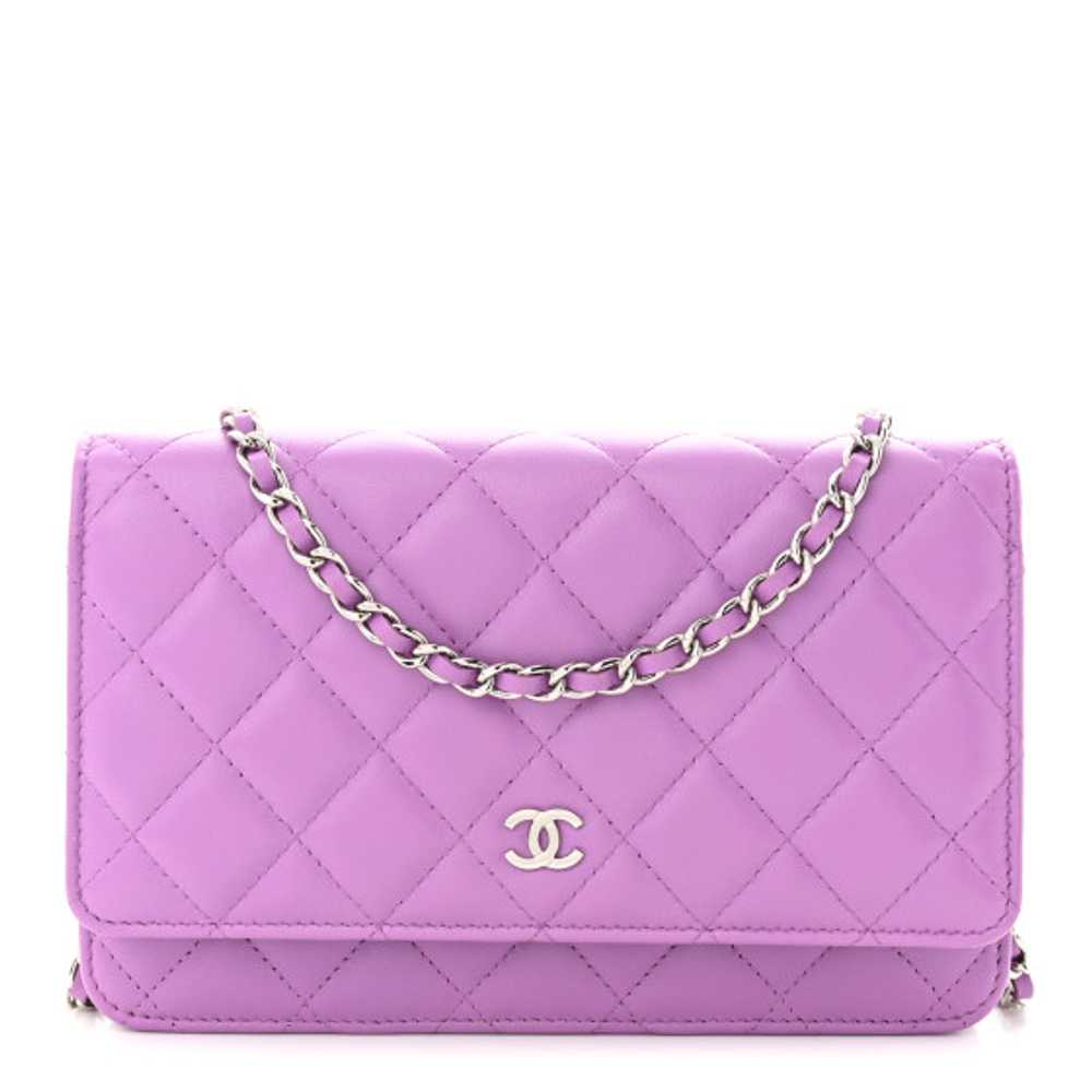 CHANEL Lambskin Quilted Wallet On Chain WOC Purple - image 1