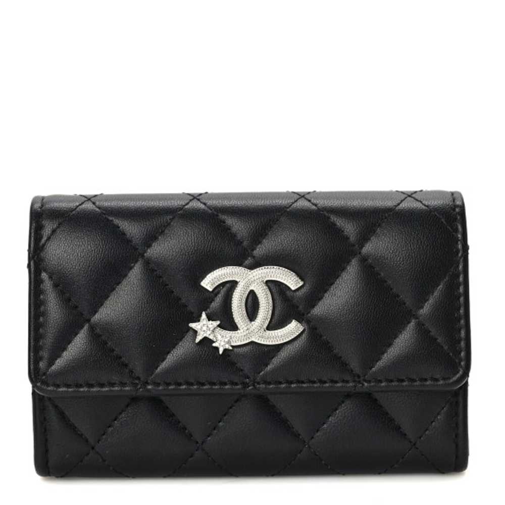 CHANEL Lambskin Quilted Flap Crystal Star Card Ho… - image 1