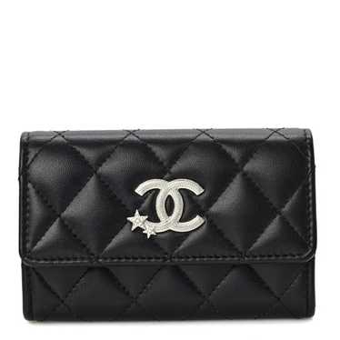 CHANEL Lambskin Quilted Flap Crystal Star Card Ho… - image 1