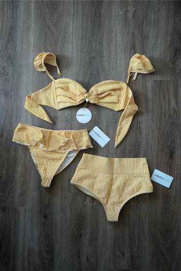 Montce NWT Canary Strip Three-Piece Swim Set (M) |