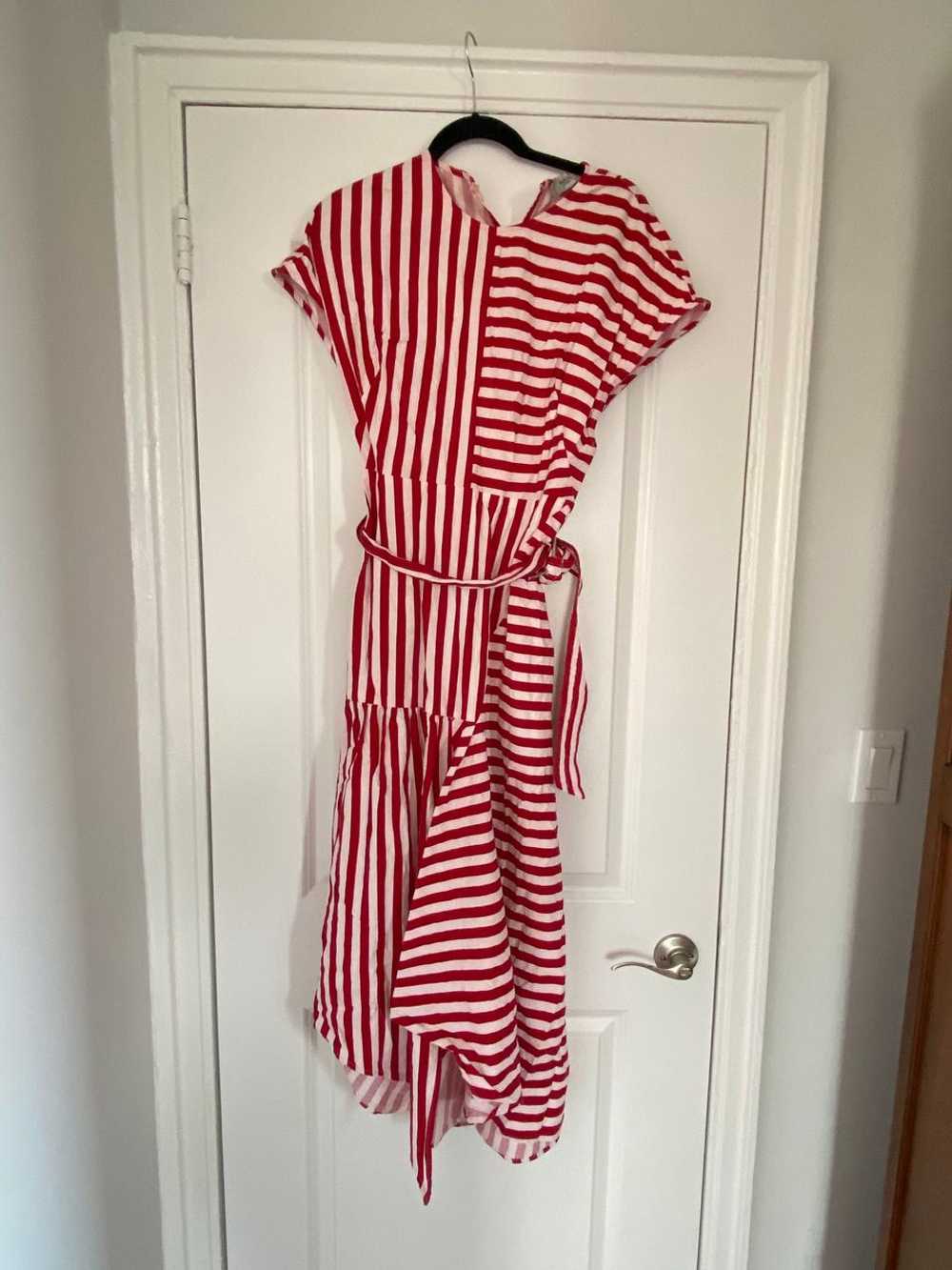 Rachel Comey Red and white striped belted maxi dr… - image 1