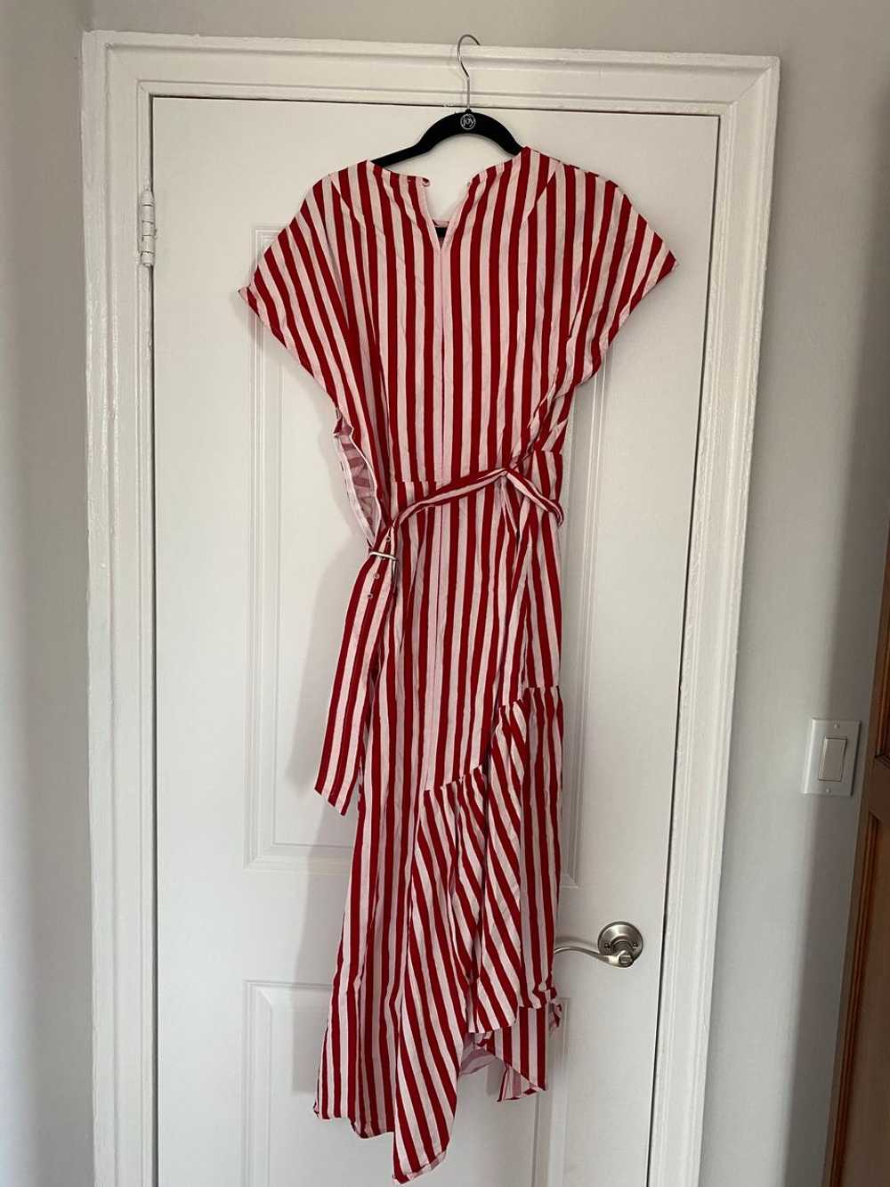 Rachel Comey Red and white striped belted maxi dr… - image 2