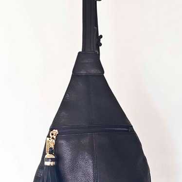 Tignanello Black Pebbled Leather Sling Bag