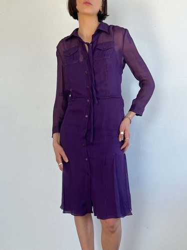 Vintage Prada Silk Pleated Dress - Violet
