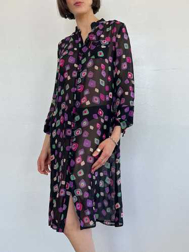 Vintage Armani Geo Shapes Sheer Silk Dress