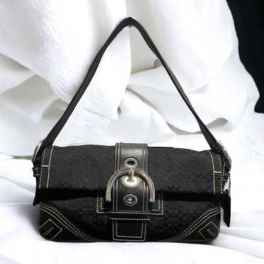 COACH Y2K Black Canvas and Leather Soho Baguette … - image 1