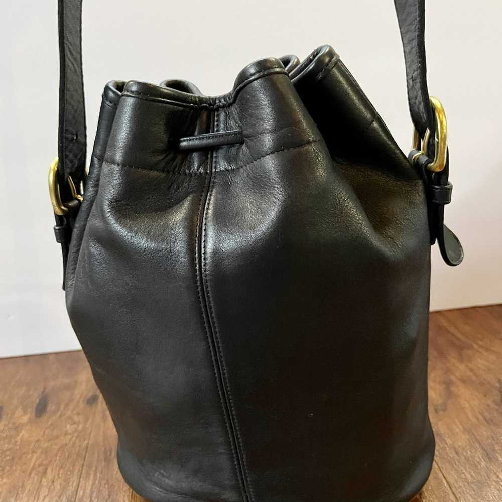 Vintage Coach Black Leather Thompson Drawstring C… - image 2