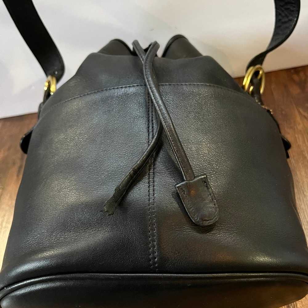 Vintage Coach Black Leather Thompson Drawstring C… - image 3